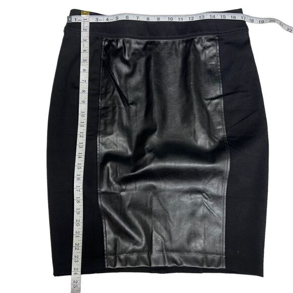 INC International Concepts Skirt Black Faux Leather Front Stretch Slip On Large - Picture 4 of 11